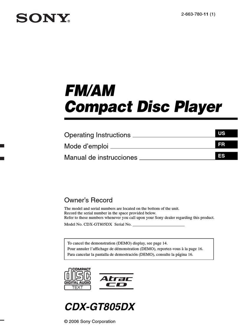 Sony CDX-GT805DX - Cd Receiver User manual