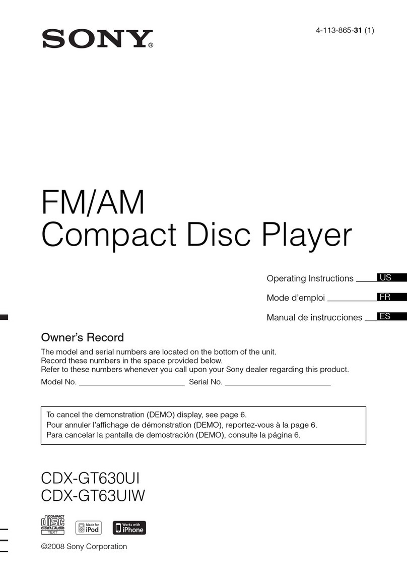 Sony CDX-GT63UIW - Fm/am Compact Disc Player User manual