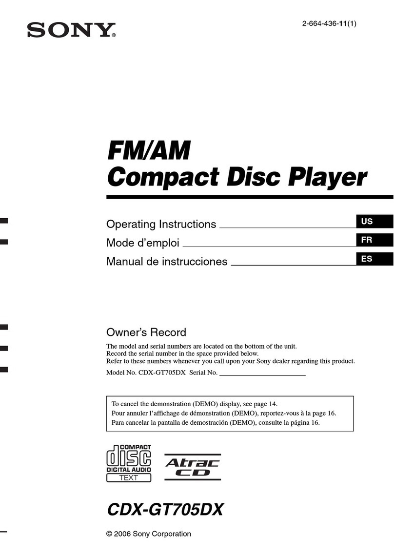 Sony CDX-GT705DX - Cd Player With Mp3/wma... User manual