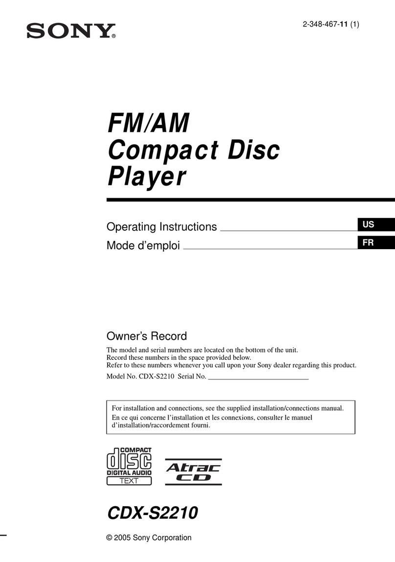 Sony CDX-S2210 - Fm/am Compact Disc Player User manual