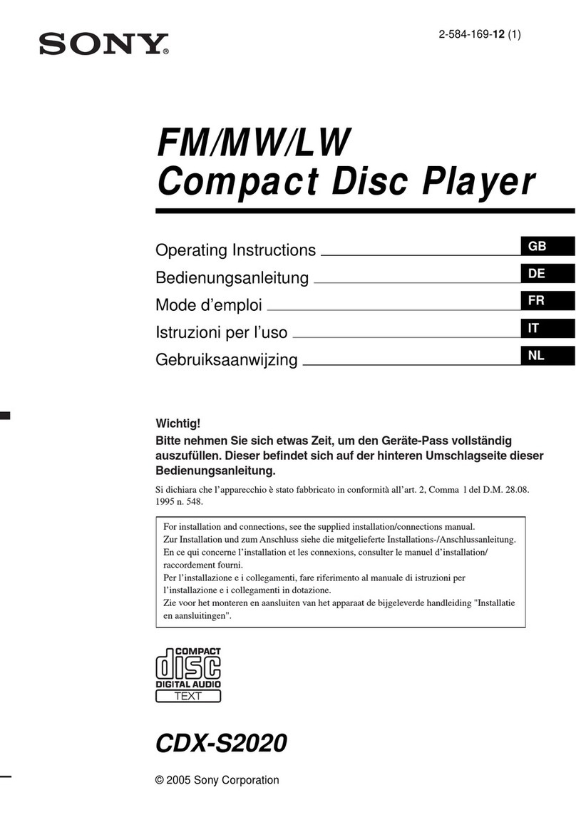 Sony CDX-S2020 operating instructions