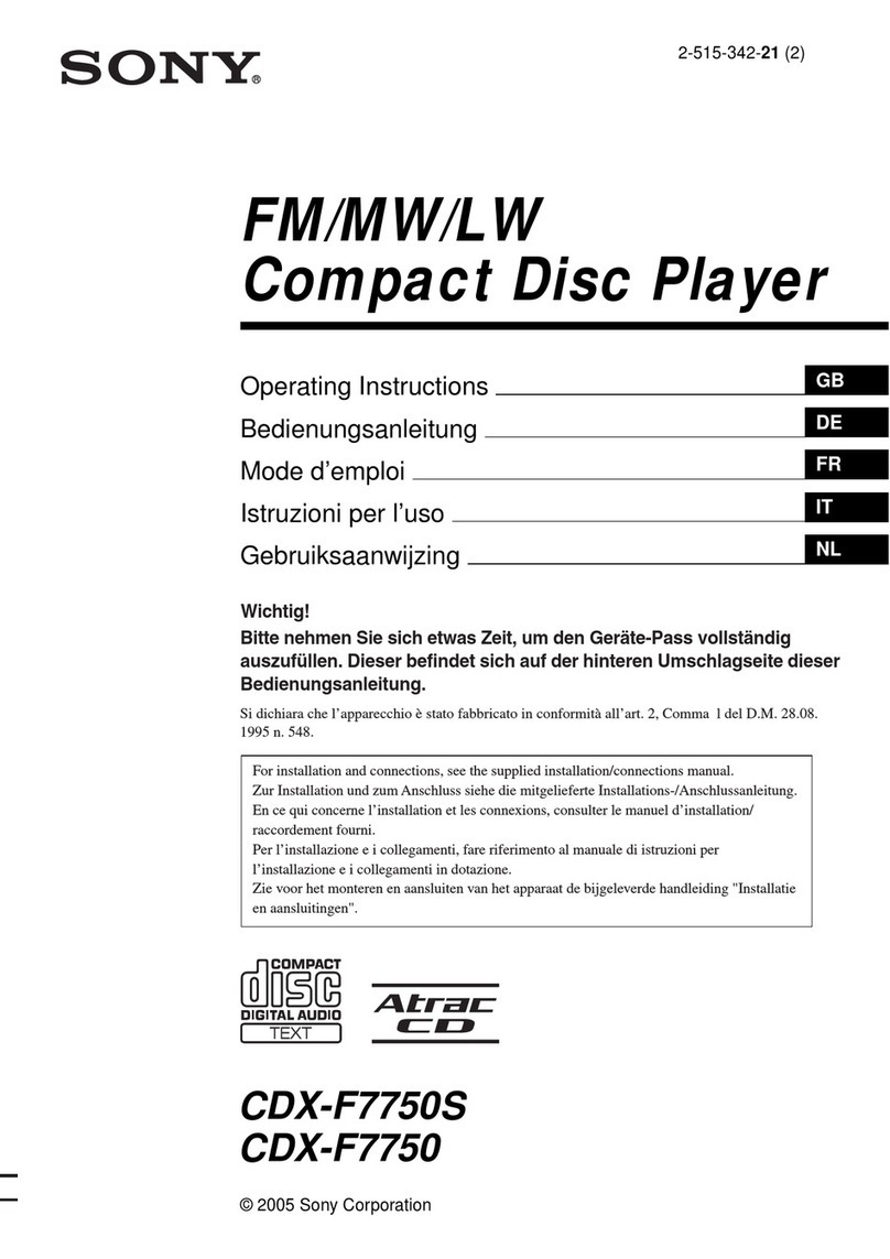 Sony CDX-F7750 operating instructions Sony CDX-F7750 operating instructions