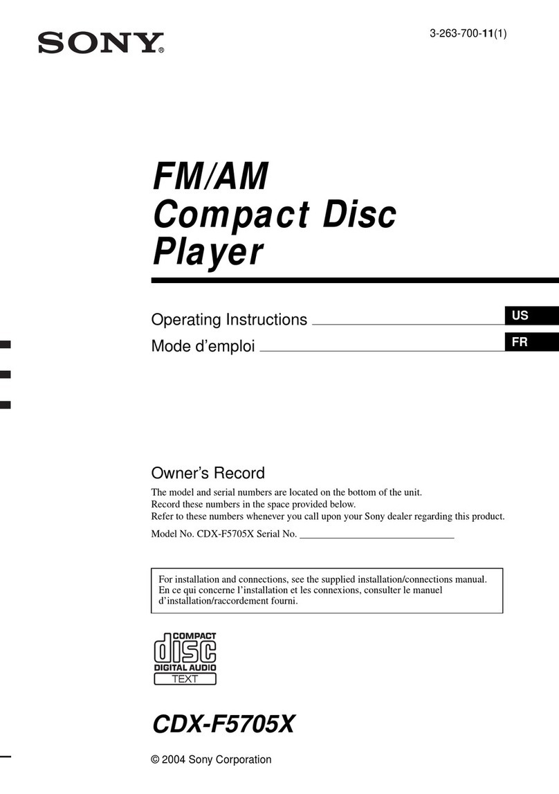 Sony CDX-F5705X - Fm/am Compact Disc Player User manual