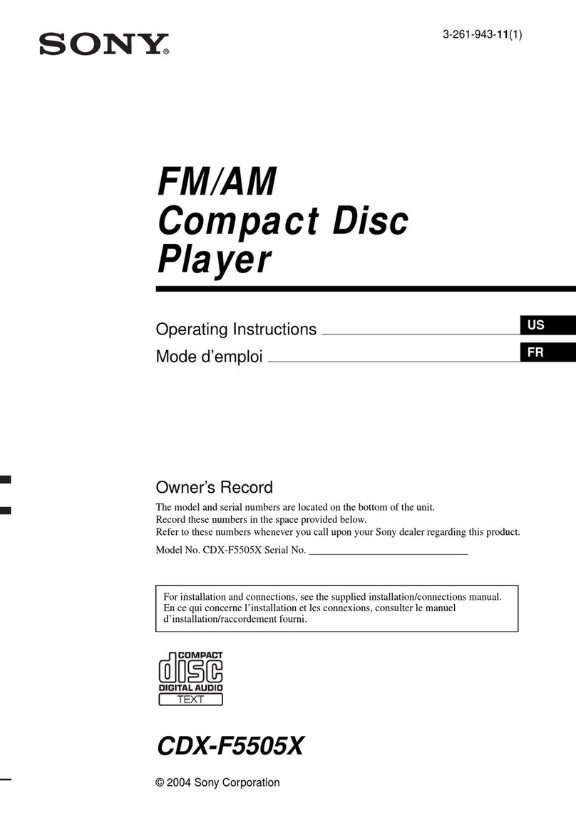 Sony CDX-F5505X - Fm/am Compact Disc Player User manual