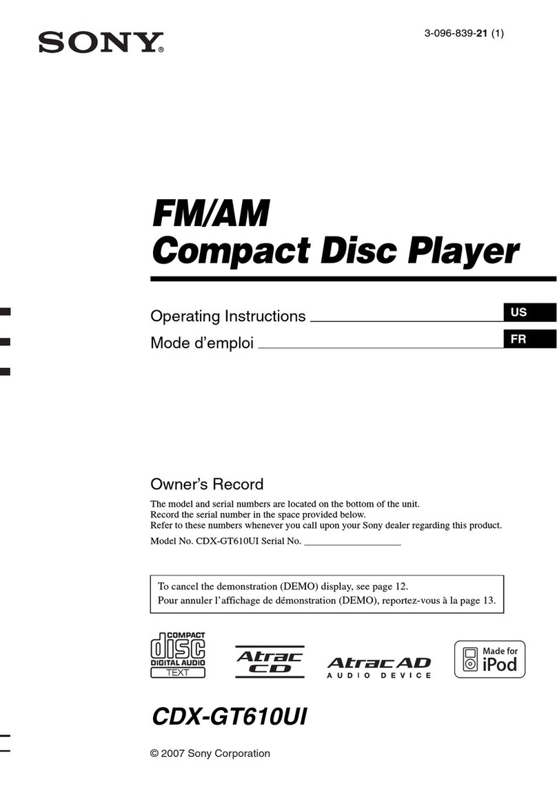 Sony CDX-GT610UI - Cd Receiver With Ipod... User manual