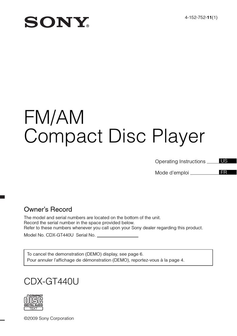 Sony CDX-GT440U - Fm/am Compact Disc Player User manual