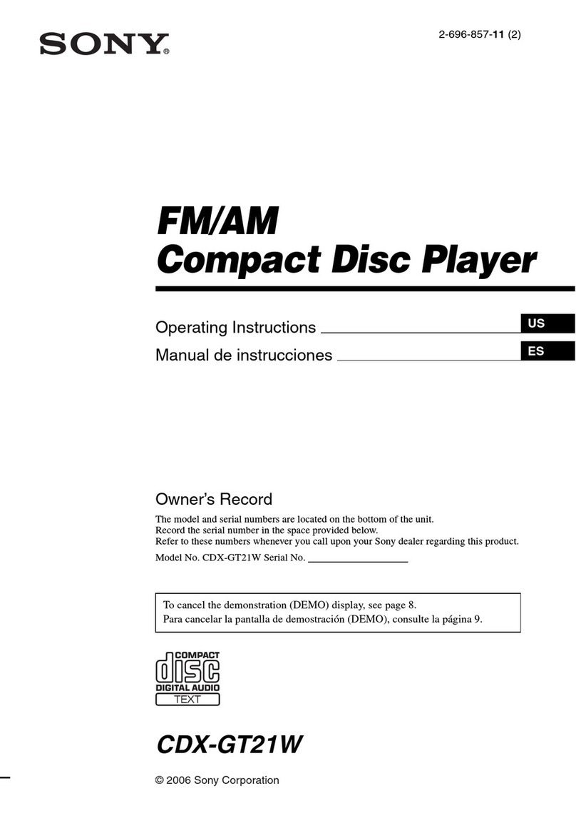 Sony CDX-GT21W - 200w Cd Receiver operating instructions
