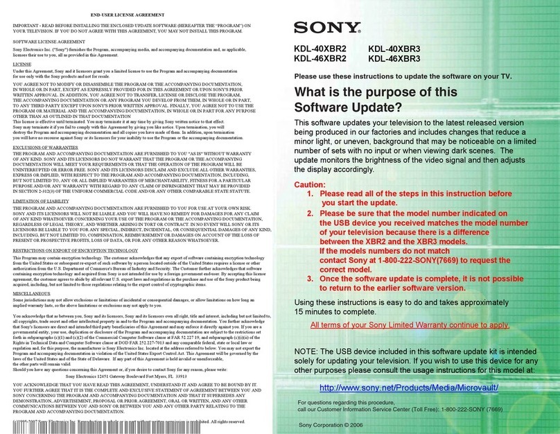 Sony BRAVIA KDL-46XBR2 Software upgrade instructions