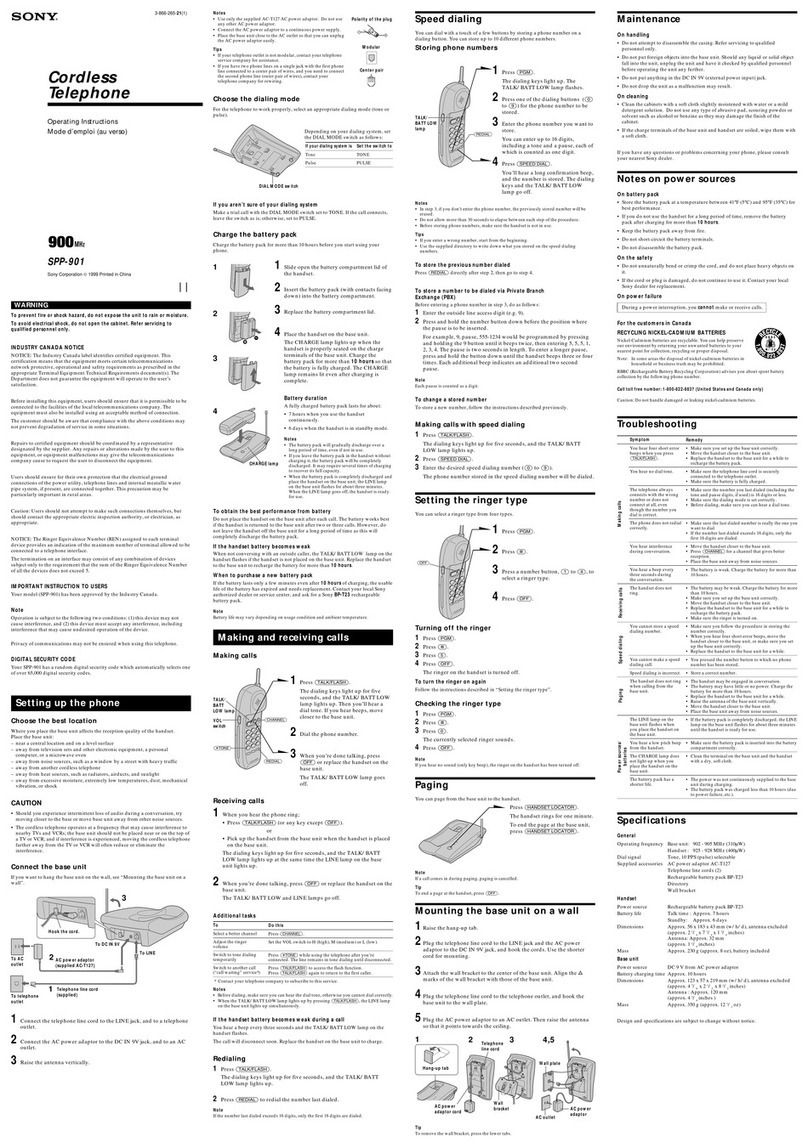Sony SPP-901 User manual