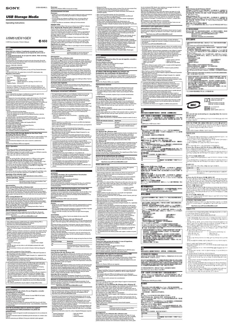 Sony USM1GEX operating instructions