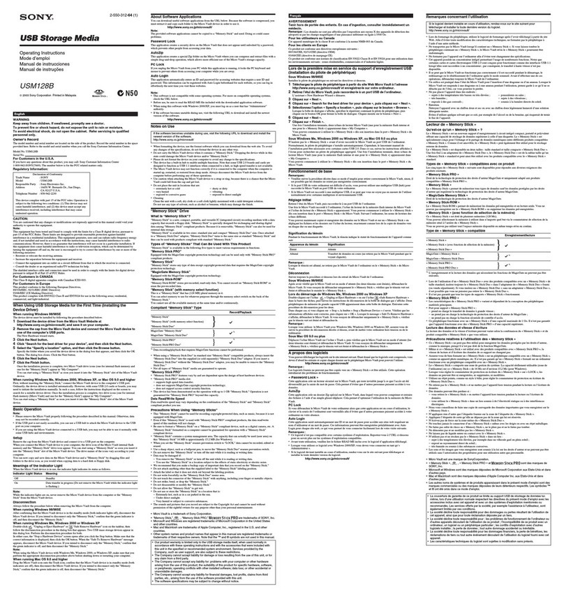 Sony USM128B User manual
