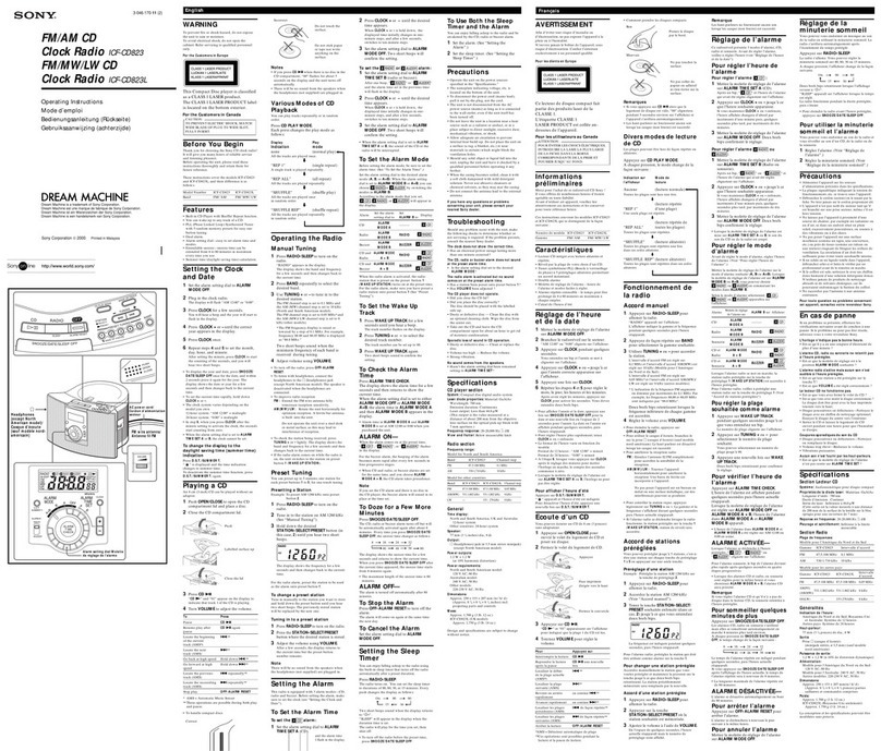 Sony Dream Machine ICF-CD823L User manual