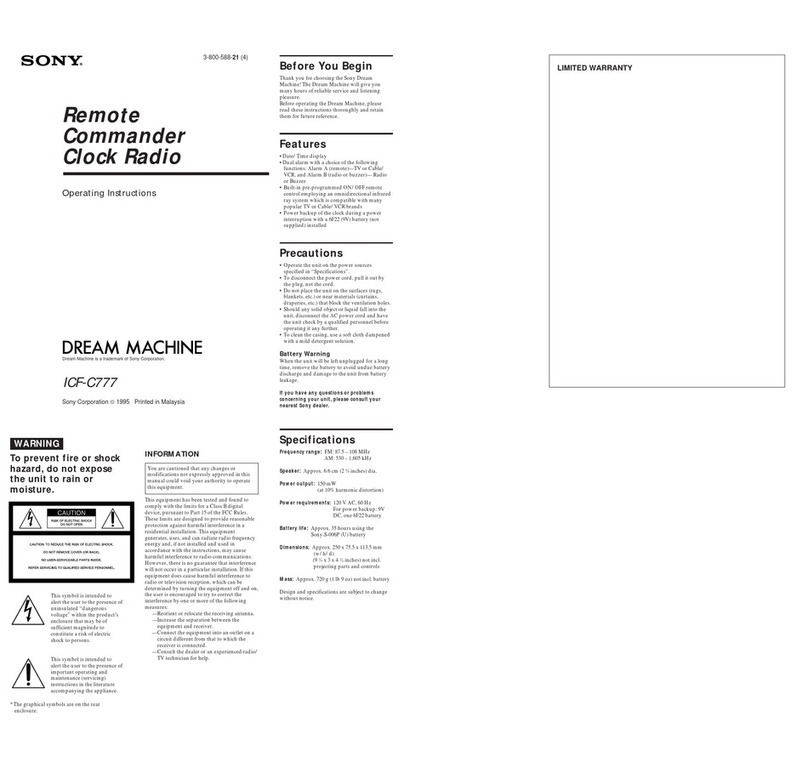 Sony Dream Machine ICF-C777 User manual