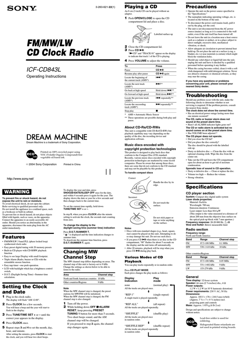 Sony ICF-CD843L User manual