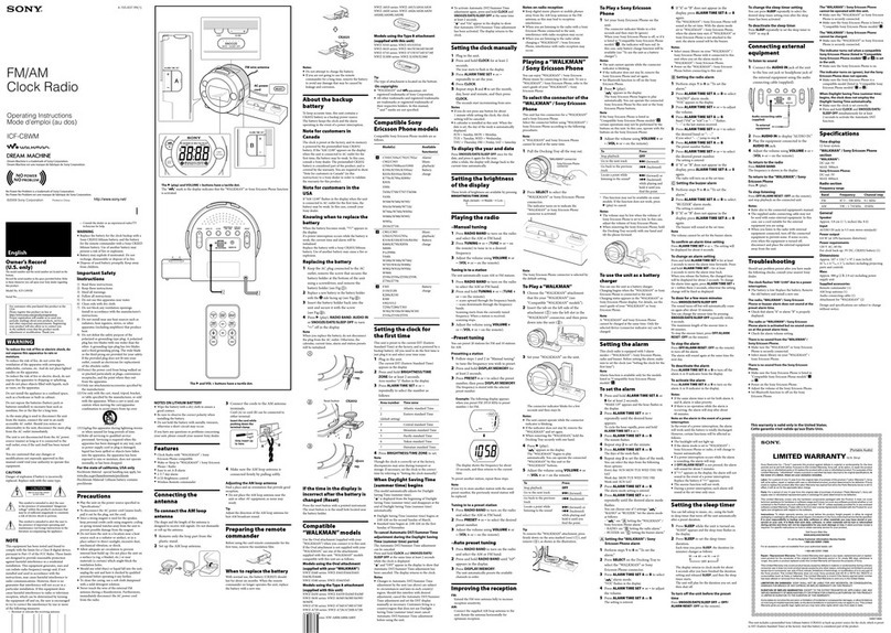 Sony ICF-C8WM operating instructions
