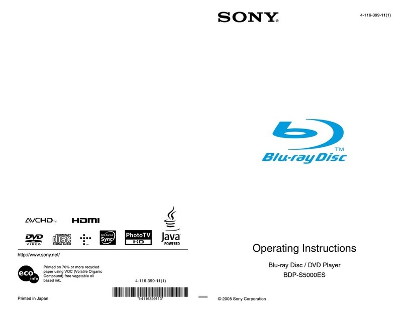 Sony BDP-S5000ES - Blu-ray Disc™ Player operating instructions