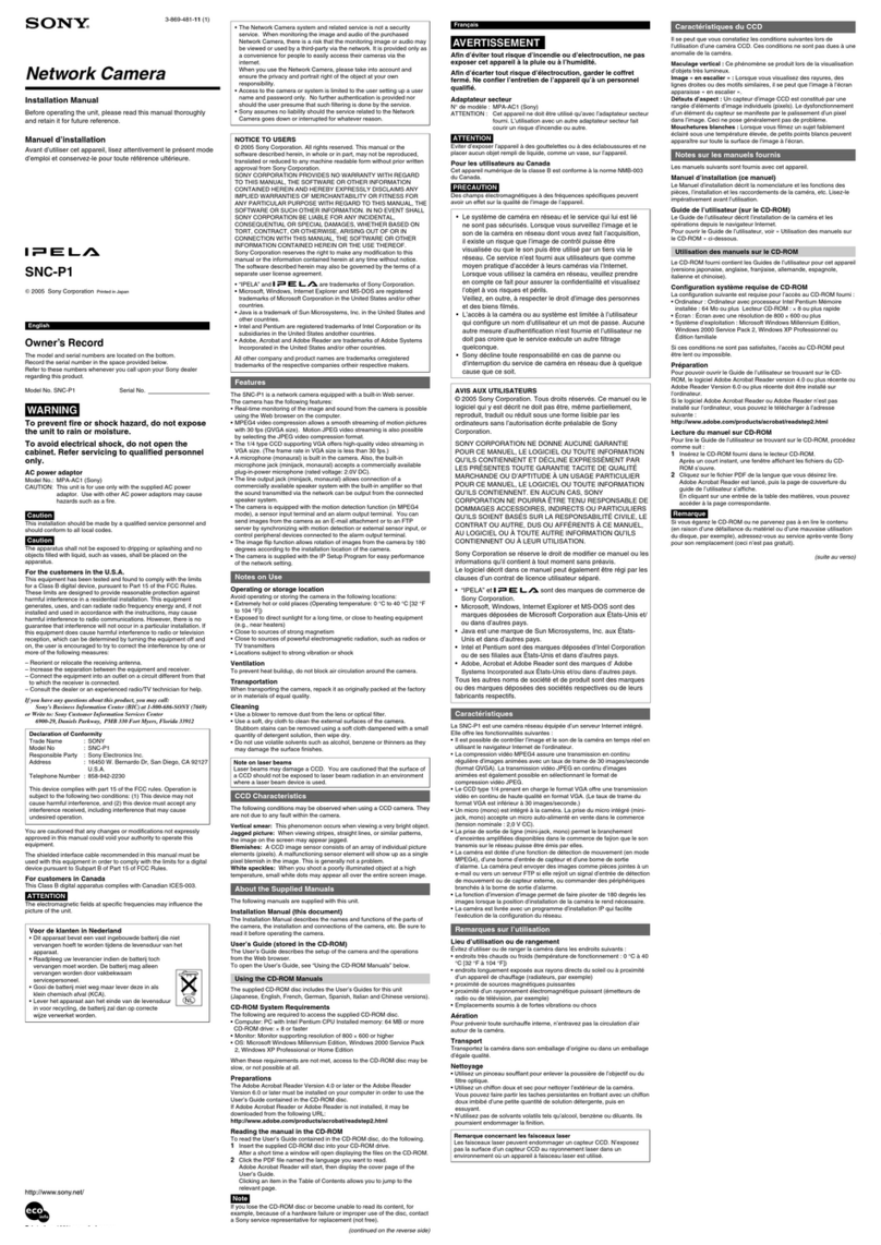 Sony Ipela SNC-P1 User manual