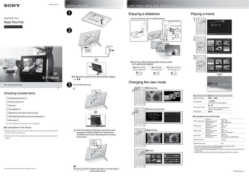 Sony S-Frame DPF-HD1000 User manual