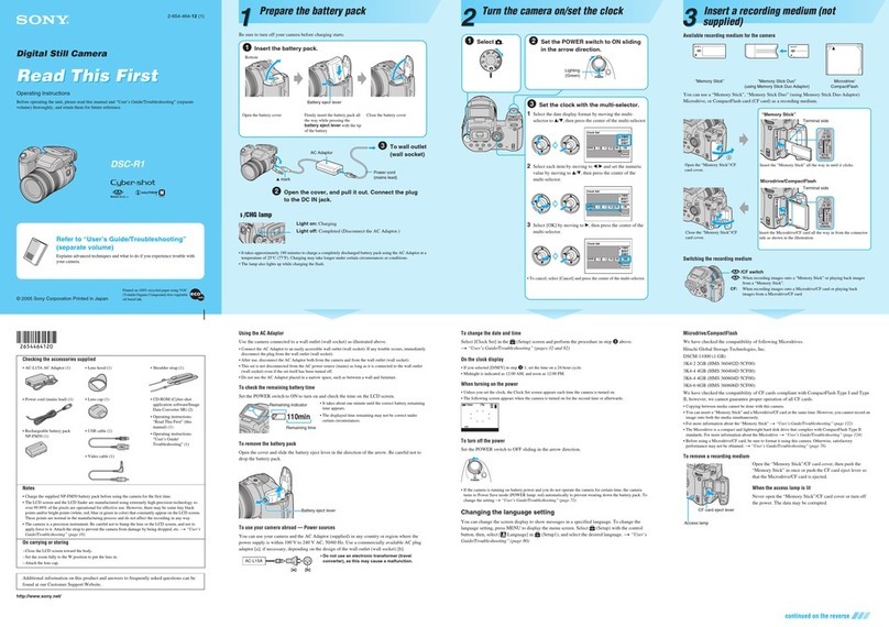 Sony DIGITAL STILL CAMERA DSC-R1 Instruction sheet
