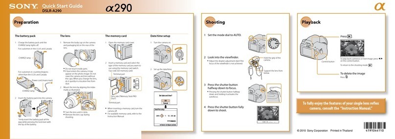 Sony Alpha DSLR-A290 quick start guide