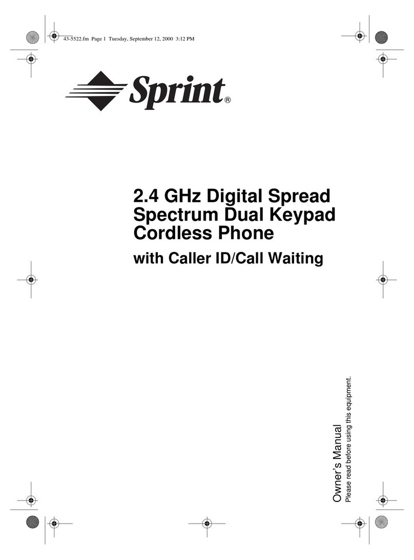 Sprint 2.4 GHz Digital Spread Spectrum Dual Keypad Cordless Phone with Caller ID/Call... owner's manual