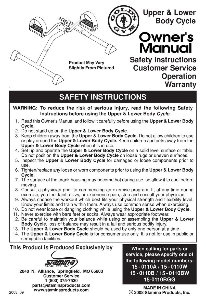 Stamina Gold's Gym 15 - 0110A User manual