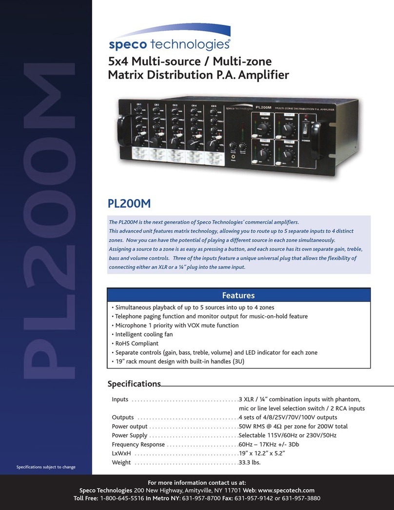 Speco PL200M Specification sheet