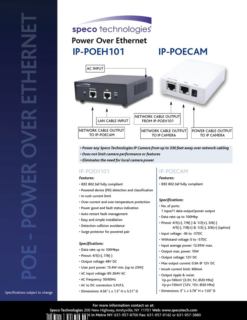 Speco Power Over Ethernet IP-POEH101 User manual