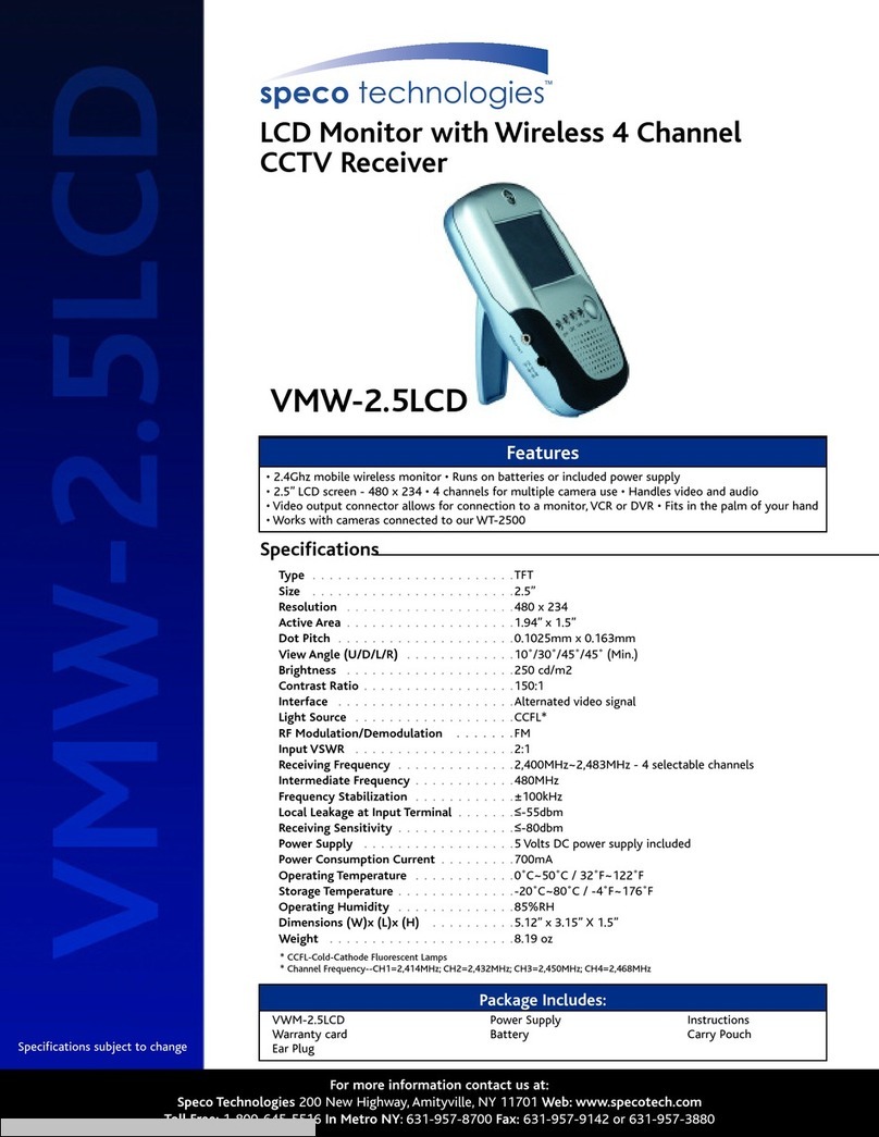 Speco VMW-2.5LCD User manual