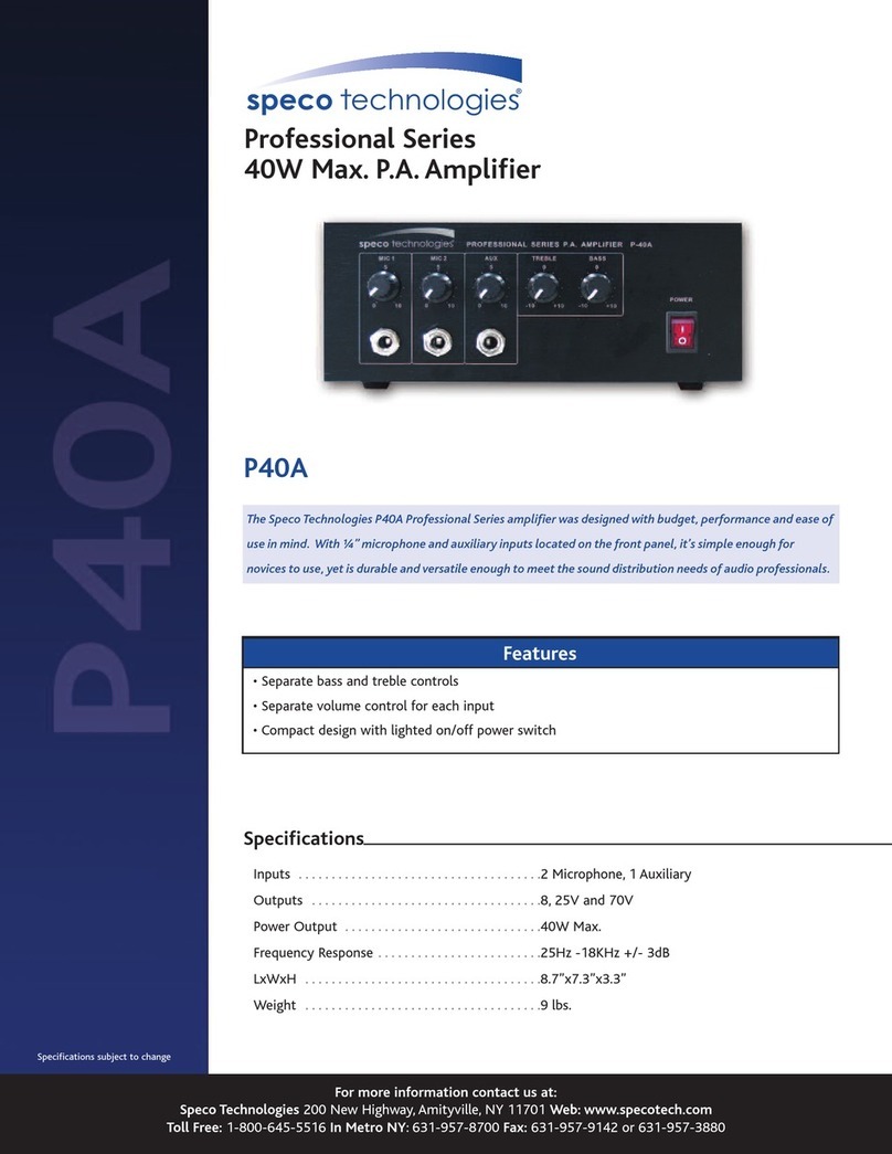 Speco P40A Specification sheet