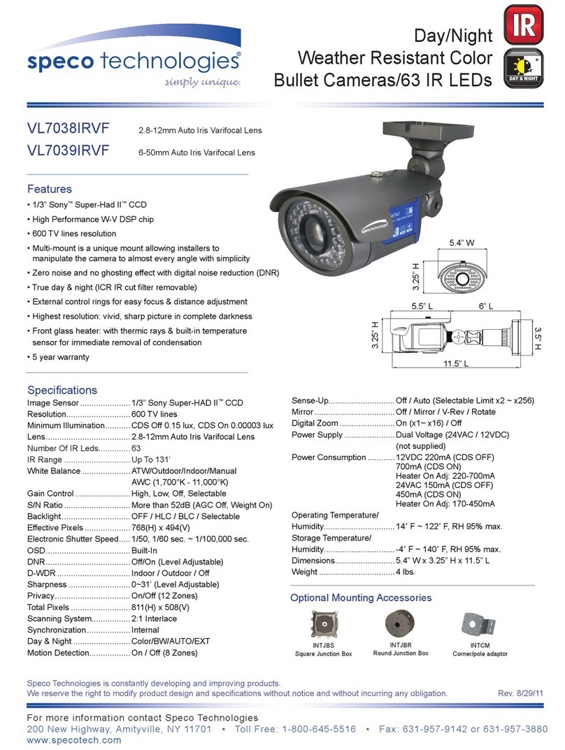 Speco VL7038IRVF Specification sheet