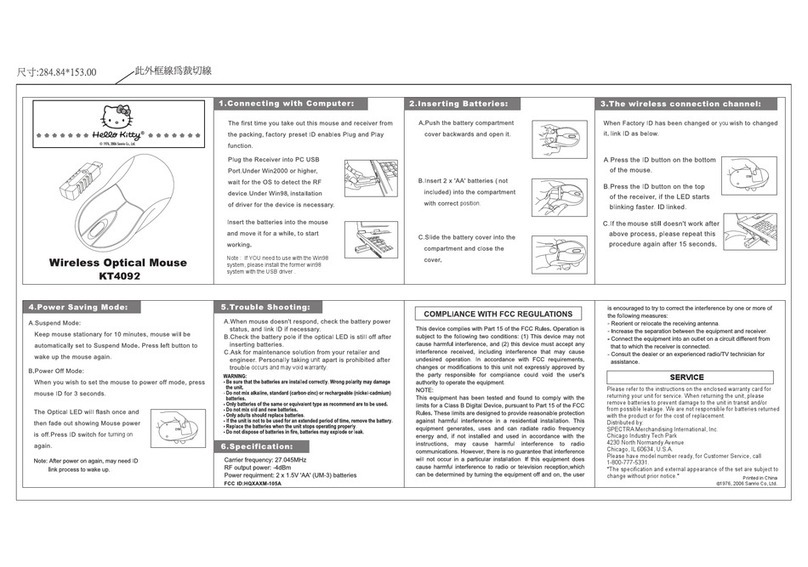 Spectra Hello Kitty KT4092 owner's manual