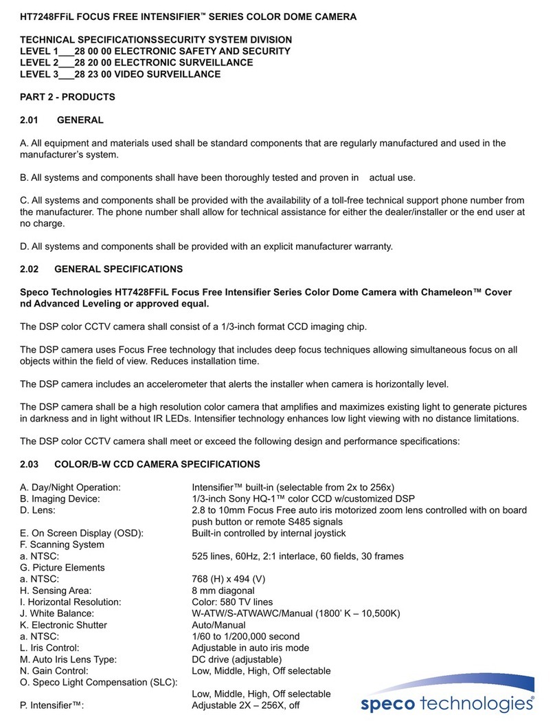 Speco Focus Free Intensifier HT7248FFiL Specification sheet