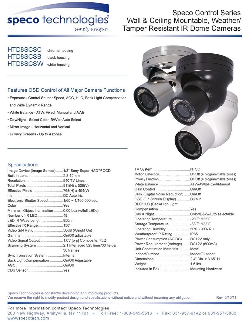 Speco HTD8SCSB Specification sheet