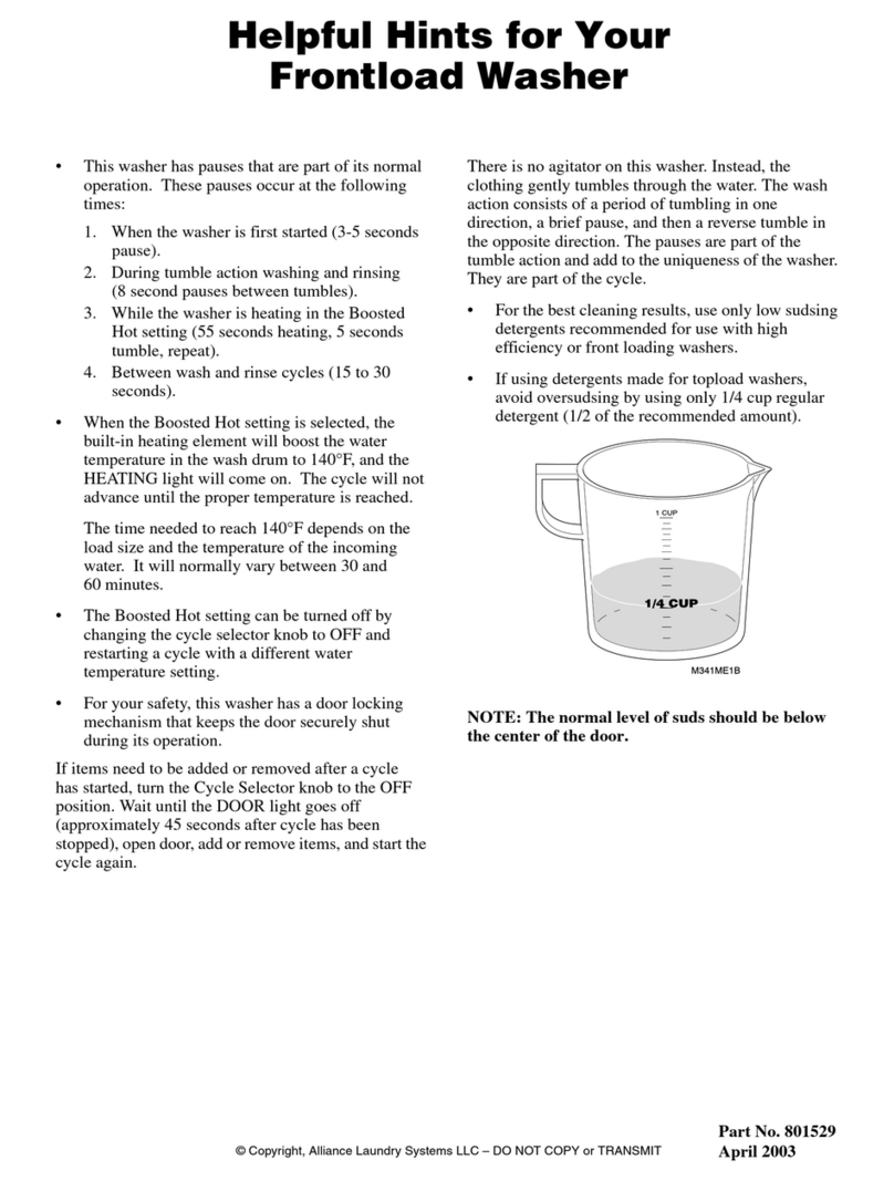 Alliance Laundry Systems 801529 Helpful hints