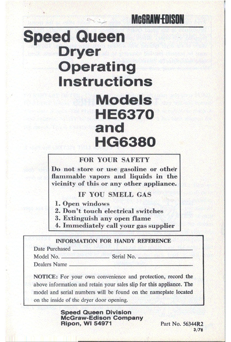 Speed Queen HE6370 User manual