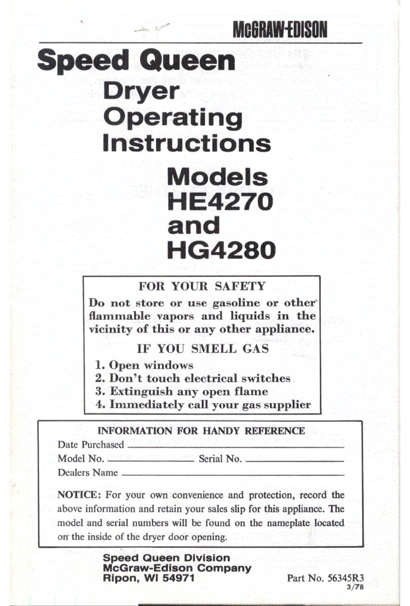 Speed Queen HE4270 operating instructions