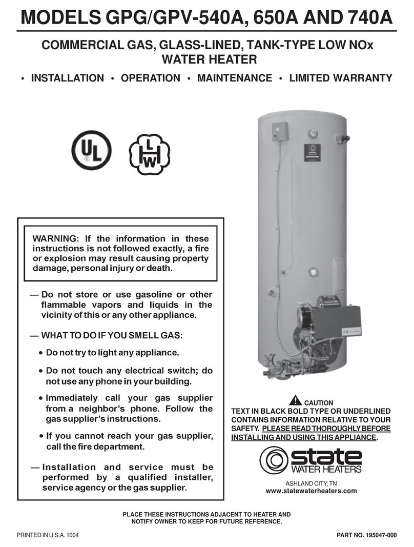 State Water Heaters GPG-540A Installation operation & maintenance