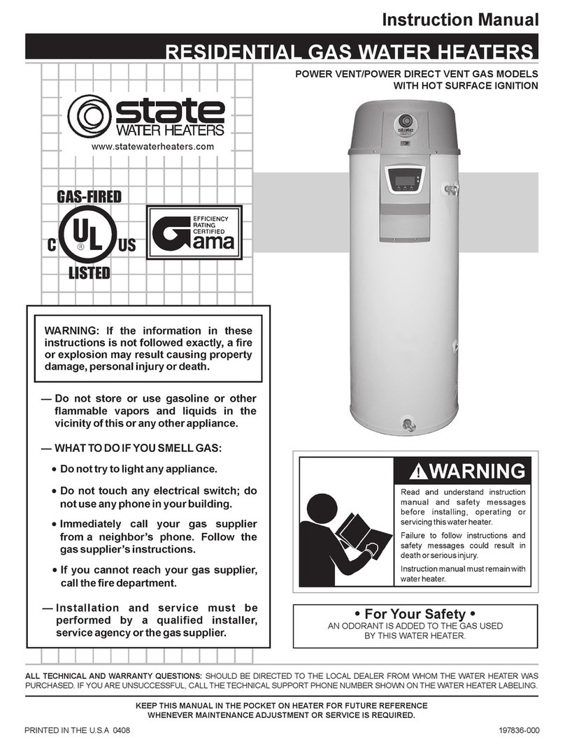State Water Heaters A B C D E F 100 User manual