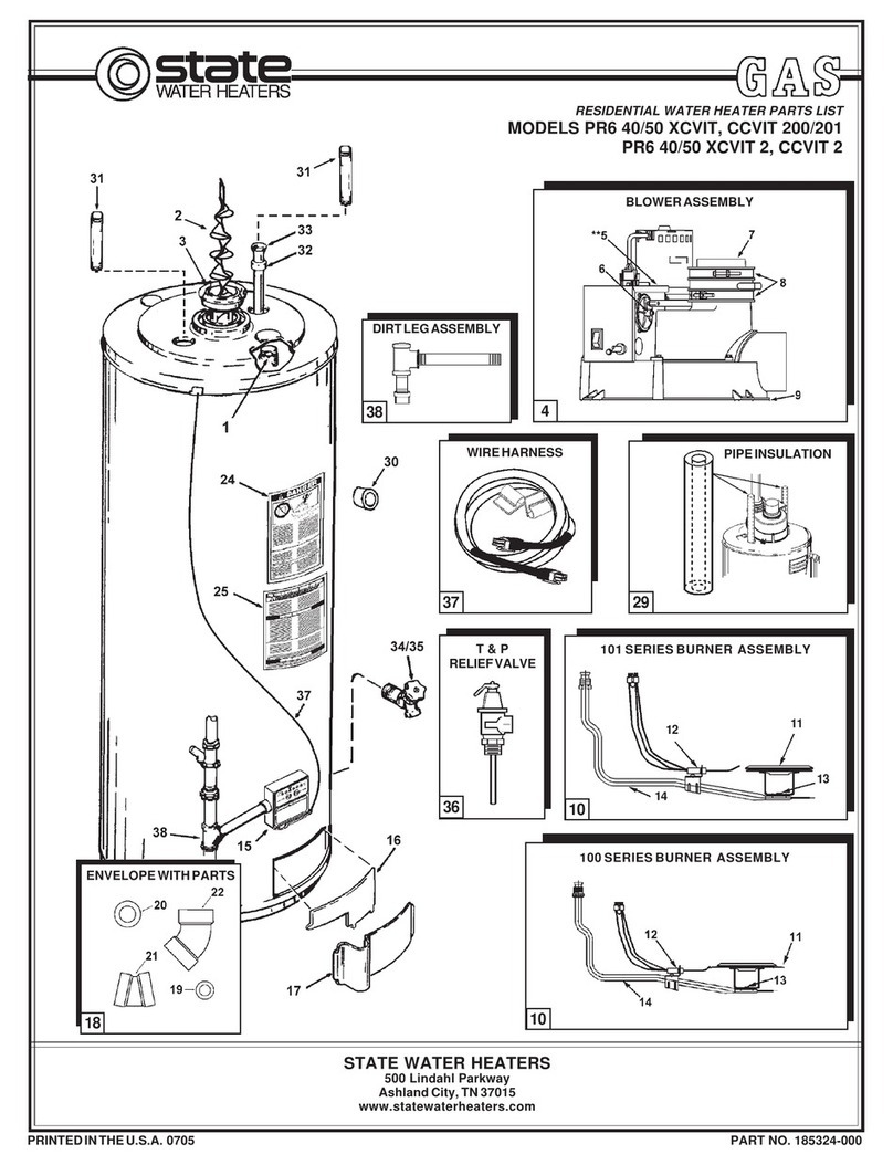 State Water Heaters PR6 40 XCVIT User manual