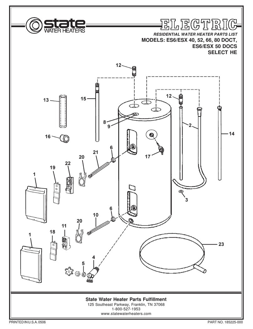 State Water Heaters 80 DOCT parts list