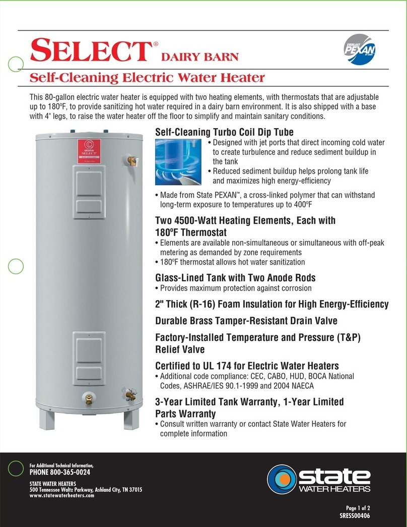 State Water Heaters Select Dairy Barn SRESS00406 Specifications