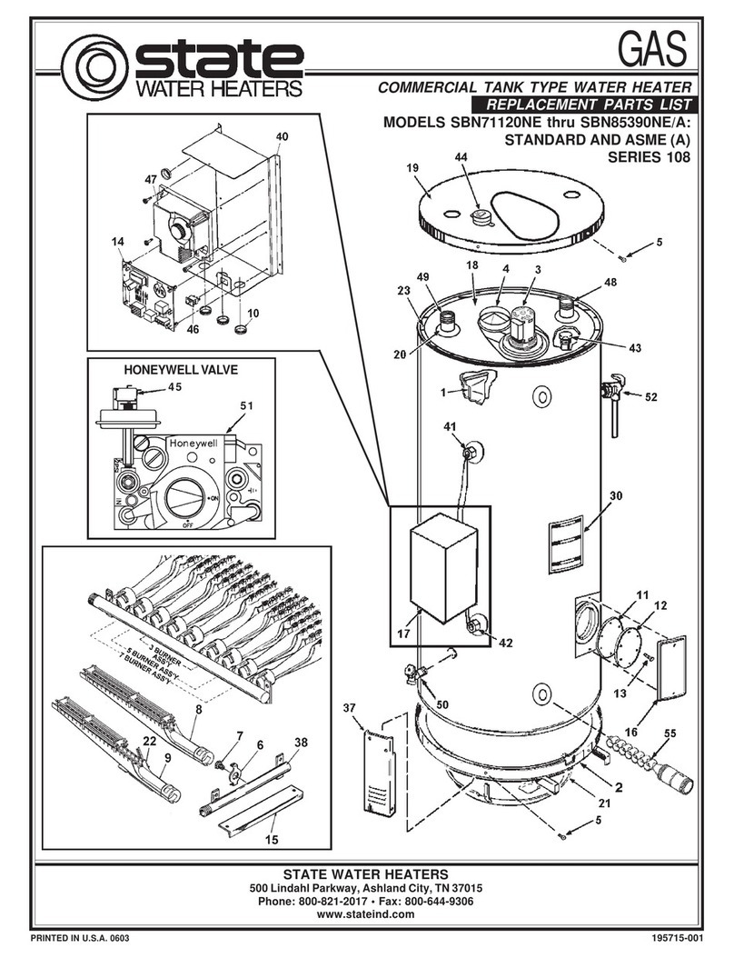 State Water Heaters SandBlaster SBN 85-390NE Replacement parts list