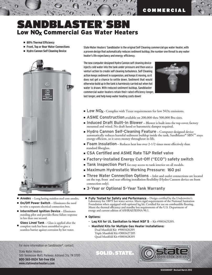 State Water Heaters Sandblaster SCGSS00407 Specification sheet State Water Heaters Sandblaster SCGSS00407 Specification sheet