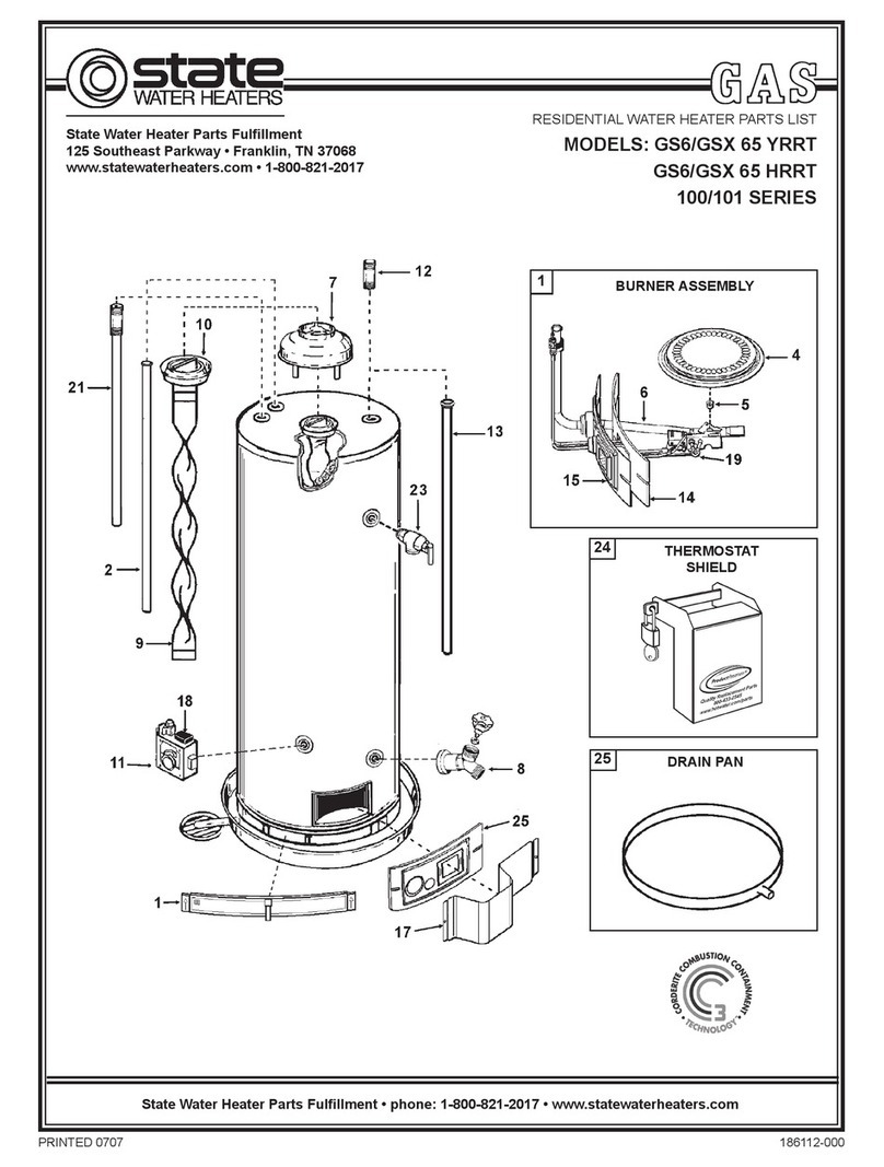 State Water Heaters 100 SERIES parts list