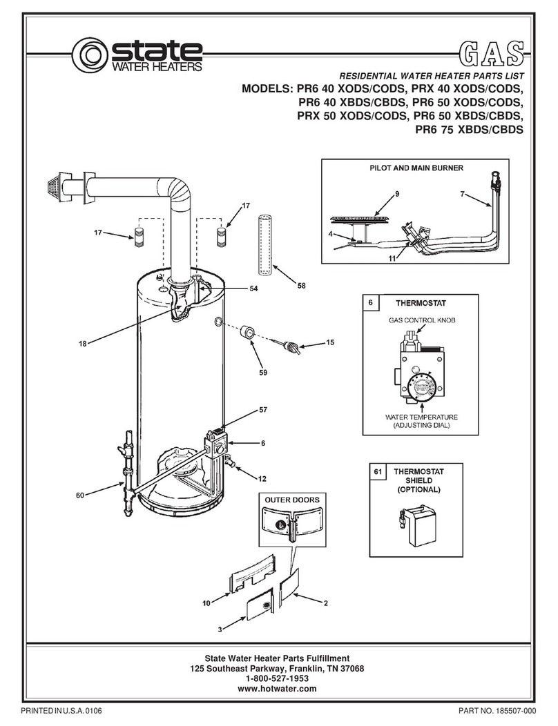 State Water Heaters PR6 40 CBDS parts list