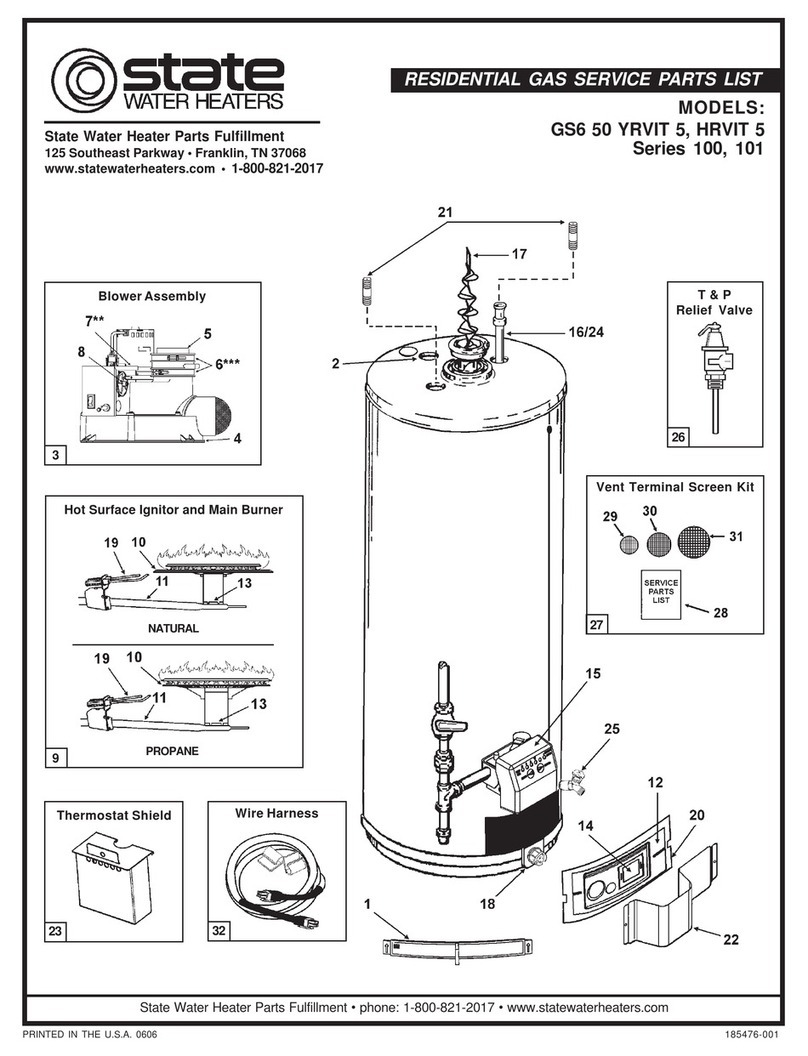 State Water Heaters GS6 50 HRVIT 5 Service parts