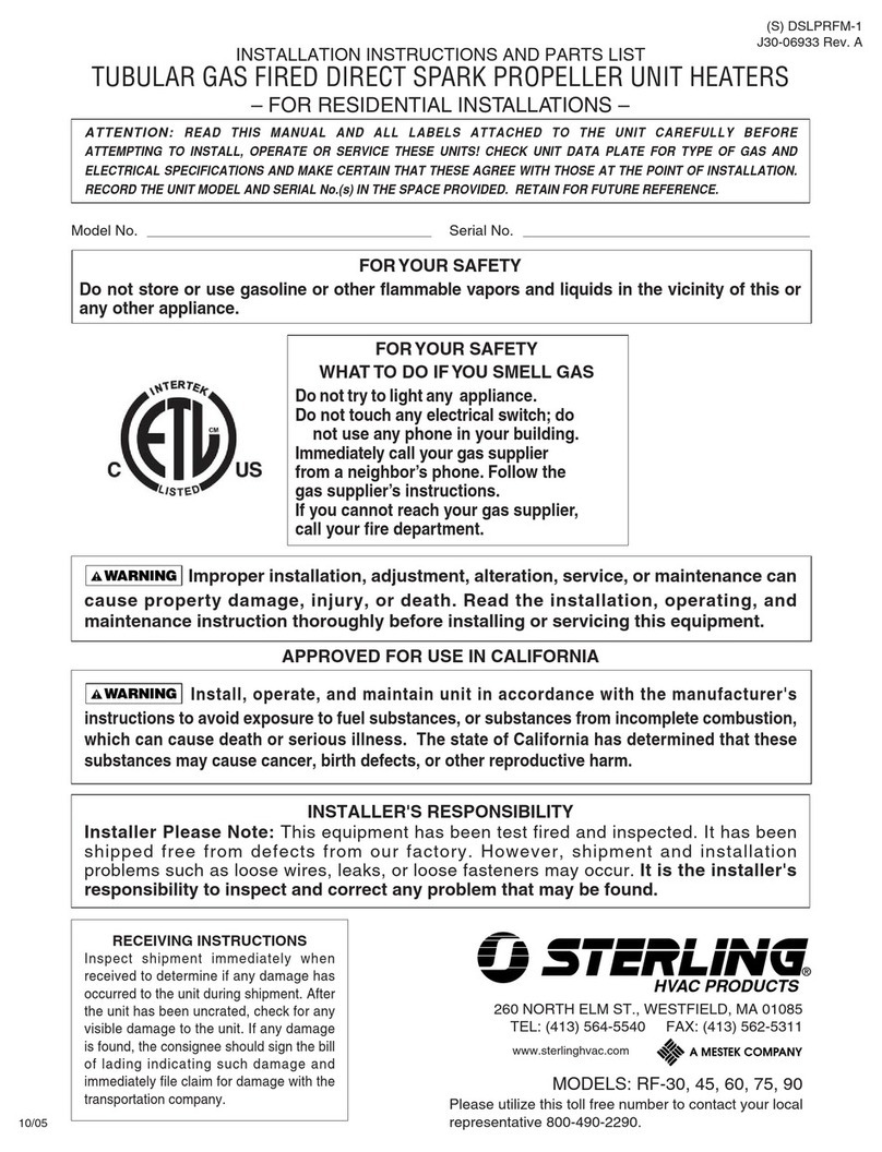 Sterling RF-30 Installation instructions and parts list Sterling RF-30 Installation instructions and parts list