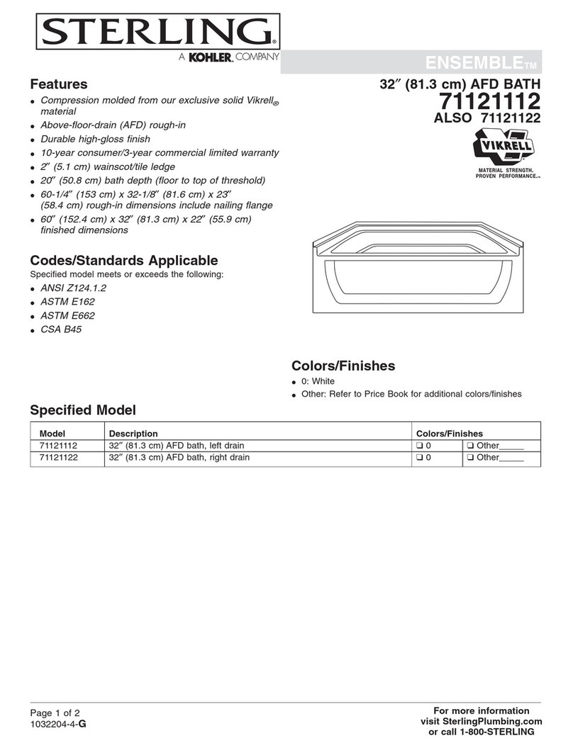Sterling AFD Bath 71121112 Specifications Sterling AFD Bath 71121112 Specifications