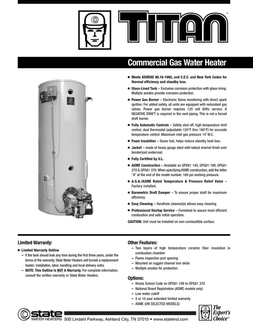 State Water Heaters Titan STGPG/0303 Specification sheet State Water Heaters Titan STGPG/0303 Specification sheet